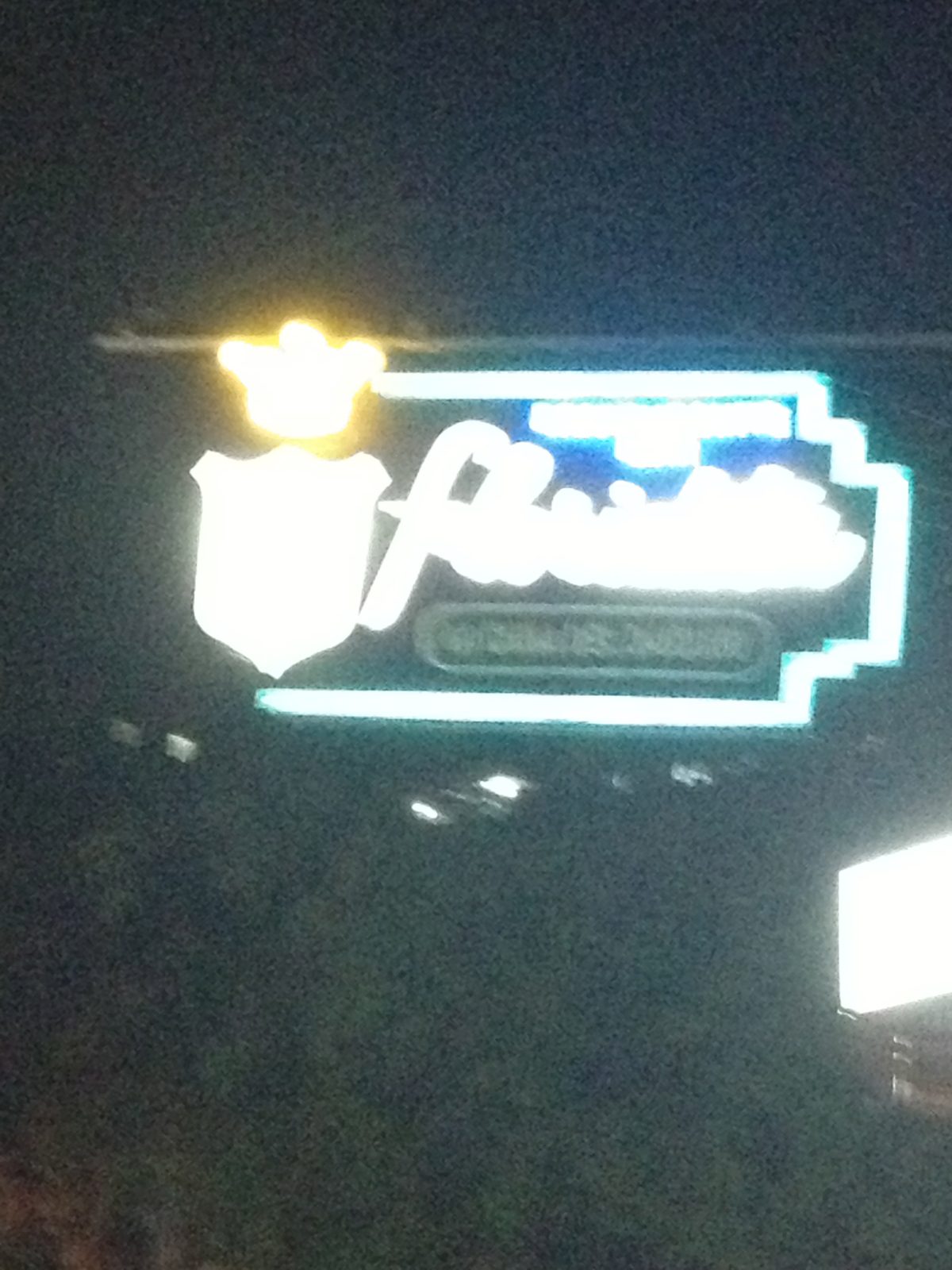 One of the very few neon lights in Havana - the city is dark at night.  El Floridita was...